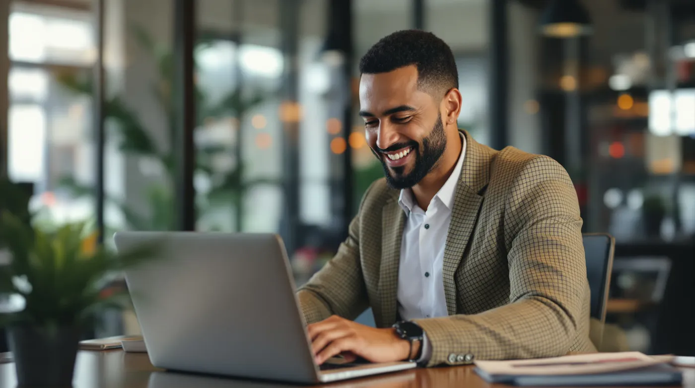 Consultant en transformation digitale travaillant sur un projet de site web