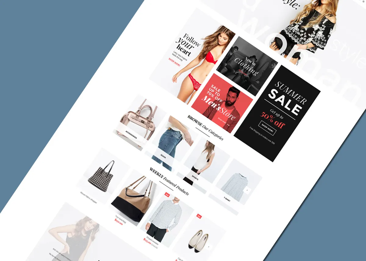 Exemple de site e-commerce prêt-à-porter